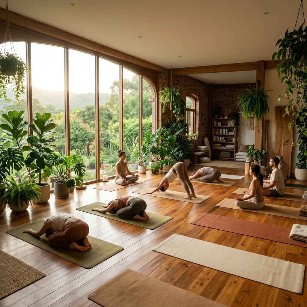 Woman practicing yoga at home in sunlight
