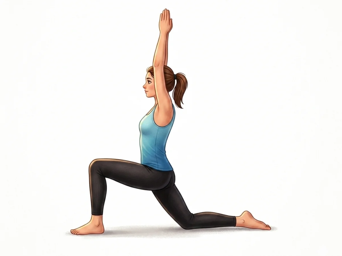 Crescent Lunge on the Knee - pose preview alignment illustration