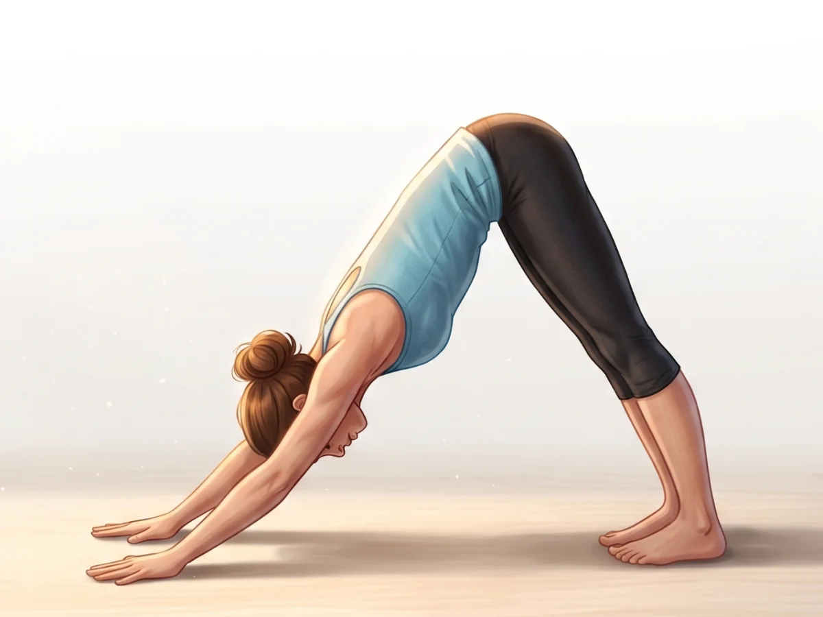 Person holding inverted V posture in Downward-Facing Dog Adho Mukha Shvanasana