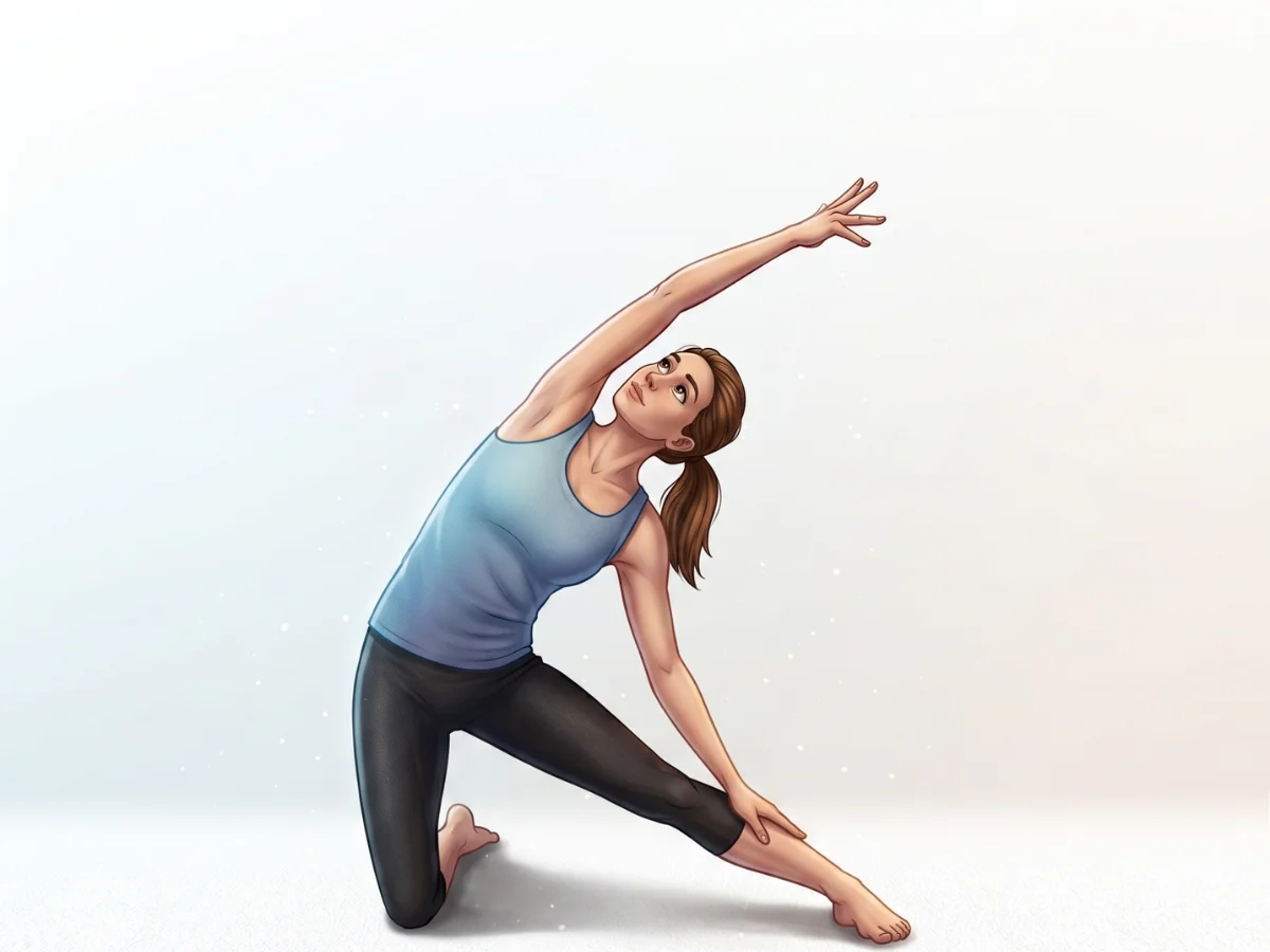 Person practicing Gate Pose stretching side body while kneeling