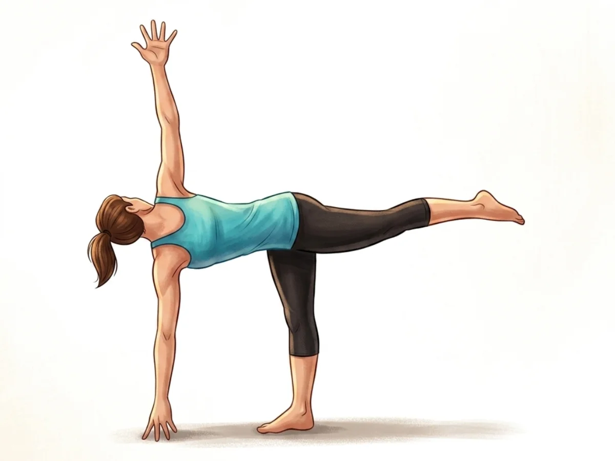 Revolved Half Moon Pose - pose preview alignment illustration