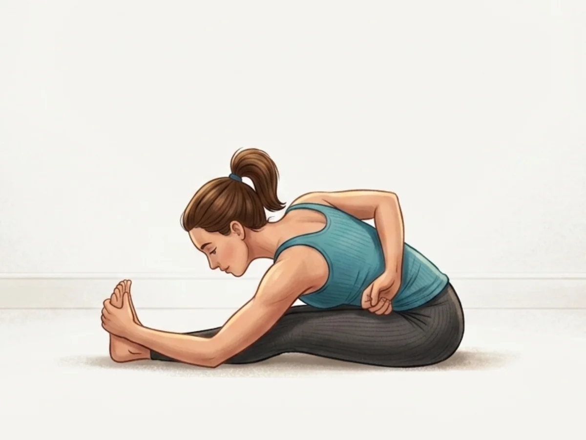 Seated Half Bound Lotus Forward Bend - pose preview alignment illustration