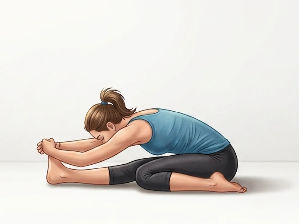Seated Three Limbed Forward Bend - pose preview alignment illustration