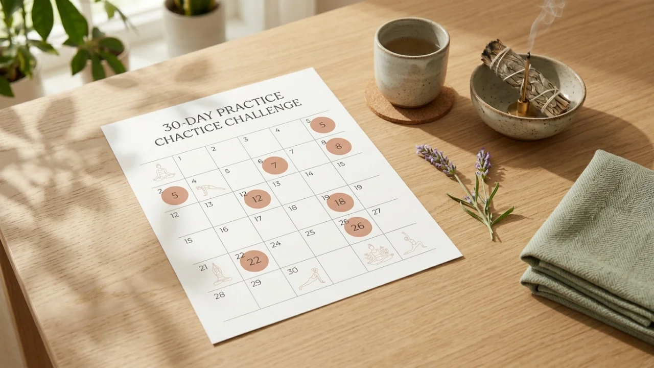 30-Day Yoga Challenge Calendar printable sheet mockup
